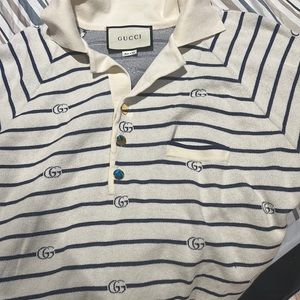 Mens Gucci shirt worn great condition XL cream with blue lines